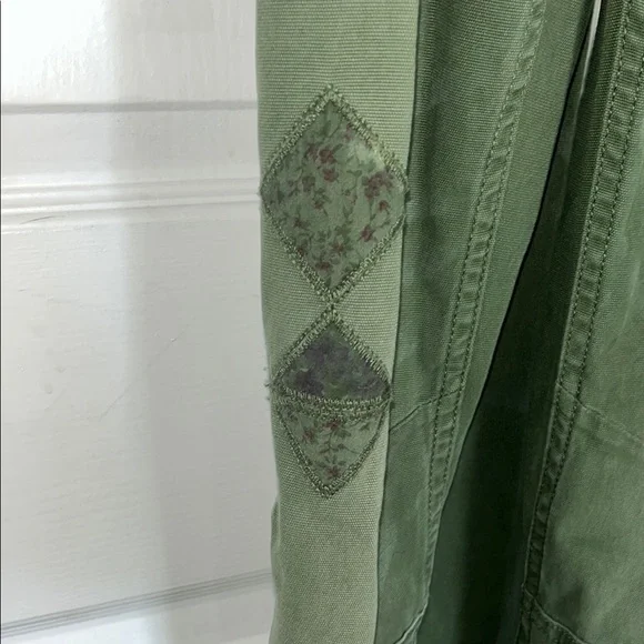 Anthropologie Green Overalls with Geometric Patches - Picture 6 of 12
